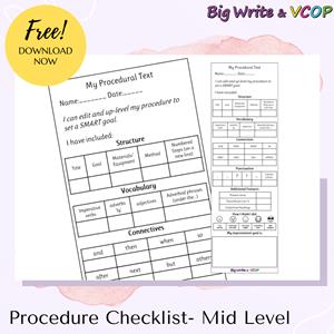 Procedural Writing Checklist – Mid Level