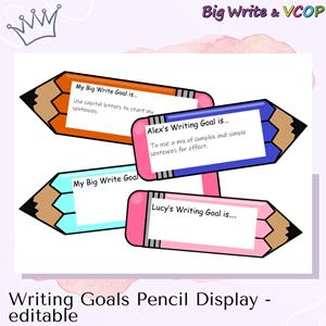 Writing Goals Pencil Display - Editable
